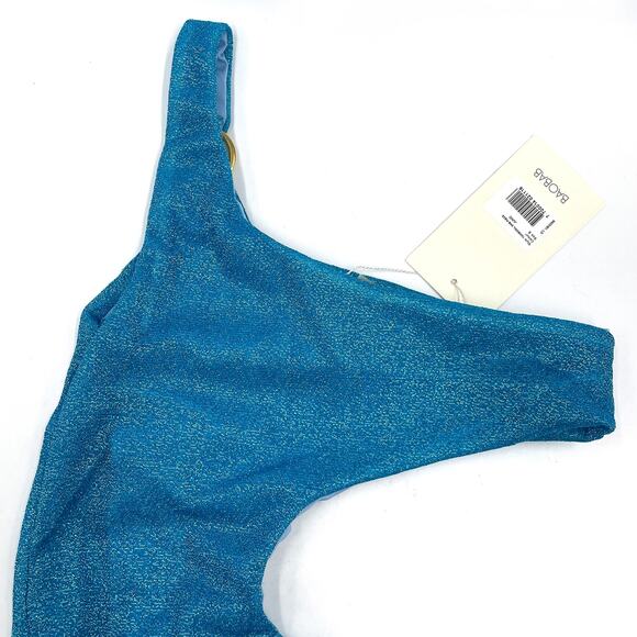 Baobab Tamboril One Piece Swimsuit Juno Blue Glitter One Shoulder Cutout Sz S - Picture 9 of 12